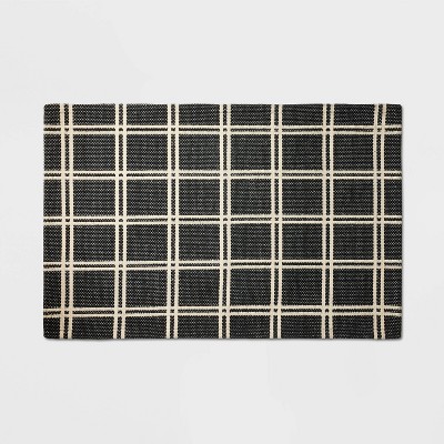 Special Shaped Twisted Black And White Striped Floor Mat - Temu