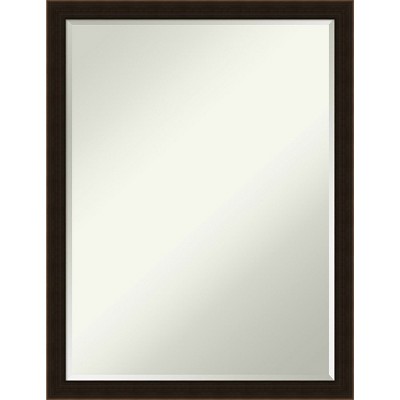 Amanti Art Espresso Brown Petite Bevel Wood Bathroom Wall Mirror 26 x 20 in.