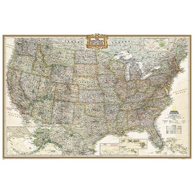 National Geographic World and US Executive Poster Map Pack, 36" x 24"