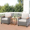 Buenhomino 3-Piece Outdoor PE Wicker Chair & Table Set – 2 Lounge Chairs & Side Table with Cushions, All-Weather Patio Seating Set - 3 of 4