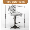 Thick Chrome Swivel Velvet Barstools,Adjustable 25-33"Height,Modern Upholstered with17.7" Base,Tufted Buttons&Diamond Pleating - Leovsnove - 3 of 4