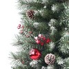 Haute Décor 4.5' Pre-lit Frosted Ithica Pine Potted Artificial Christmas Tree with White LED Lights: Faux Berries, Pinecones, Glitter - 4 of 4