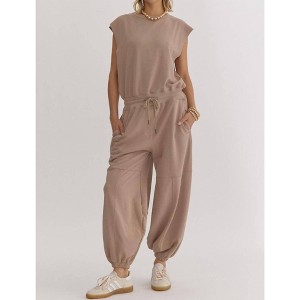 Women's Oversized Terry Knit Jumpsuit - entro - 1 of 4