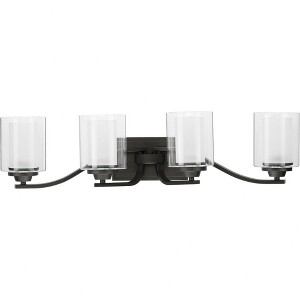 Progress Lighting Kene 4-Light Wall Bracket, Graphite, Etched Glass Shades - 1 of 2