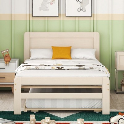 CAVINAS Twin Size Platform Bed,Modern Bed Frame for Bedroom,No Box Spring Needed,White/Gray/Walnut