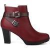 Perphy Women's Platform Side Zip Block Heel Cross Strap Buckle Ankle Boots - 3 of 4
