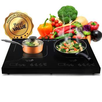 Induction Cooktop, Electric Cooktop 2 Burner with Removable Griddle Pan, 8  Gears