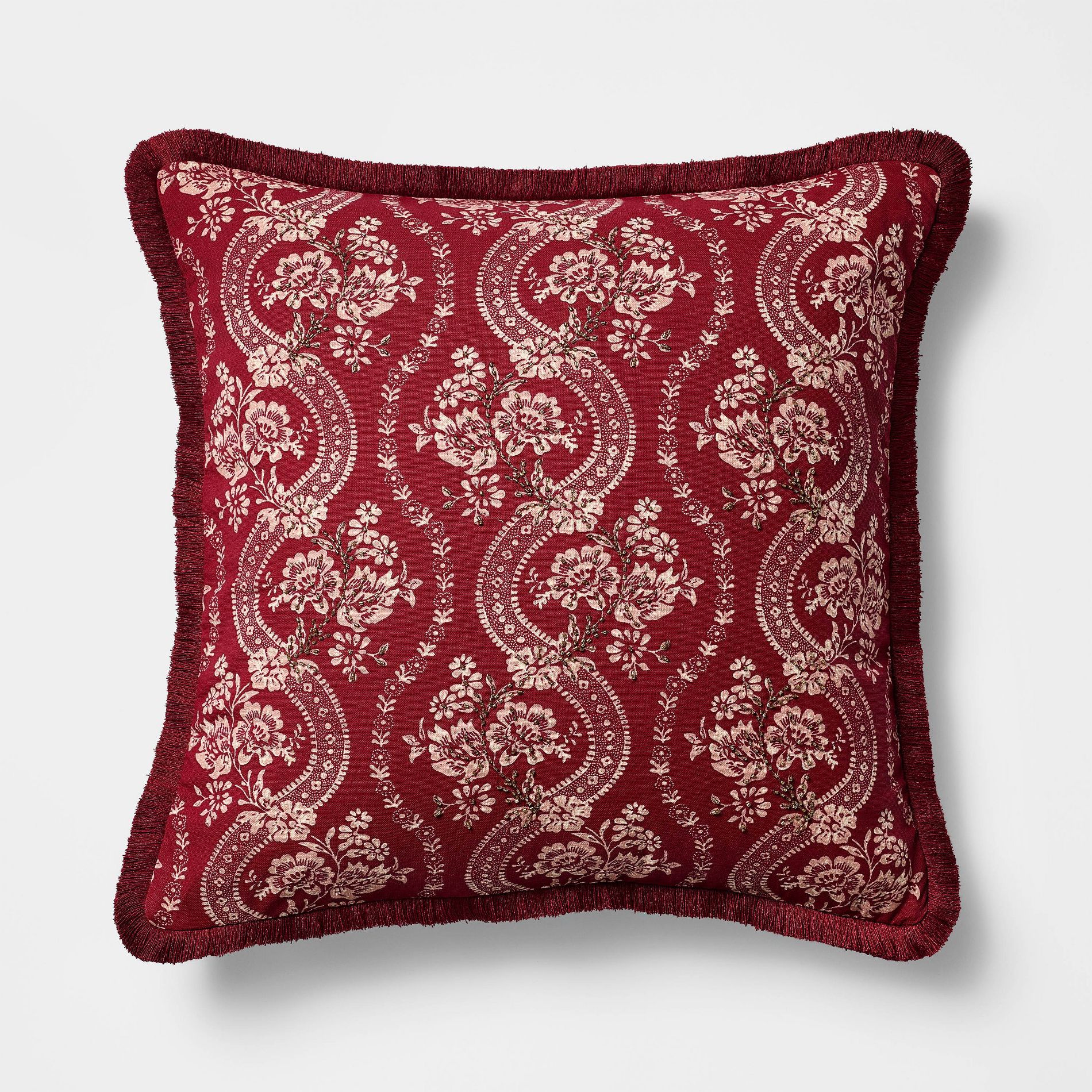 20"x20" Wallpaper Print Pillow Burgundy - Threshold™ designed with Studio McGee