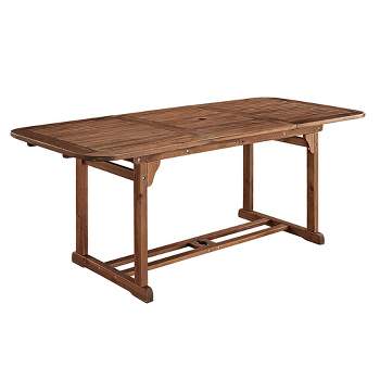 Ravenscroft Modern Boho Acacia Wood Slat Top Rectangle Extendable Outdoor Table - Saracina Home