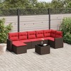vidaXL 8 Piece Patio Sofa Set with Cushions Brown and Red - With Table - 2 of 4
