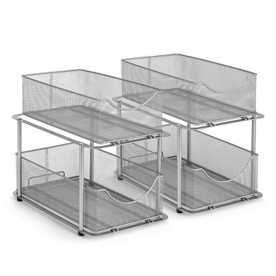 Sorbus 2 Pack 2 Tier Baskets with Mesh Sliding Drawers - Ideal Cabinet, Under the Sink, etc - Great for Bathroom, Kitchen, Office, etc. — фото 8
