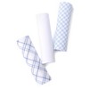 TheDapperTie Men's White Solid And Blue Plaid 100% Cotton 3 PCS Handkerchiefs - 2 of 4
