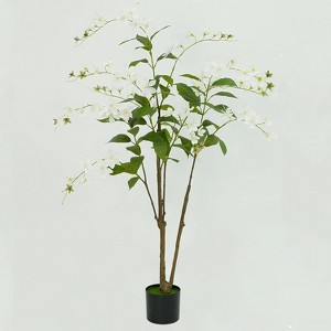 5ft Artificial Blooming Flower Tree, Artificial Tree with Realistic Flower and Leaves, Fake Floor Plant for Spring Home Room Wedding Party - 1 of 4