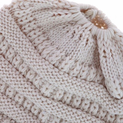 C.C Girl's One Size (2-5) Pony Tail Solid Cable Knit Winter Beanie - image 3