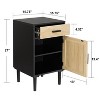 Finnhomy Tall Nightstands Set of 2, Night Stand,Hand Made Rattan Decorated Doors, Nightstands with Storage for Bedroom, 2 Pack - 3 of 4
