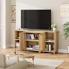 Homhougo 70 Inch TV Stand, Boho TV Stand with Rattan Cabinet Doors, Entertainment Center with 4 Open Shelves & 2 Cabinets, Natural - 3 of 4