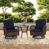 FURNIinspire Patio Seating Sets 3 Pieces Outdoor Rocking Swivel Chair Set, Patio 360 Degree Rocking Chair With Coffee Table, Navy Blue, 25“*29”*34“ - 2 of 4