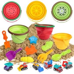 Garvee Beach Sand Toys Set for Kids, Silicone Collapsible Beach Bucket Travel Beach Toys,2.5L 3PCS - 1 of 4