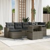 vidaXL 7 Piece Patio Sofa Set with Cushions Gray Poly Rattan - Gray without storage - 2 of 4