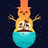 Junior's Design By Humans Christmas in July Snowman Sunset By destiny29 T-Shirt - 2 of 3
