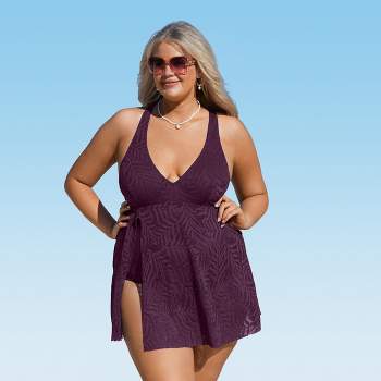 Women's Plus Size Floral Strappy V Neck One Piece Swimsuit - Cupshe-blue-1x  : Target