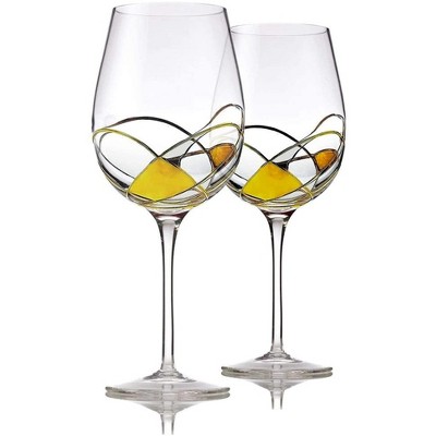 Wine Glasses Set of 2 - Unique Hand Painted Wine Glasses - 16 oz Size