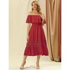 Allegra K Women's Off Shoulder Ruffle Lace Insert High Waist Short Sleeve Flowy Maxi Dress - 2 of 4