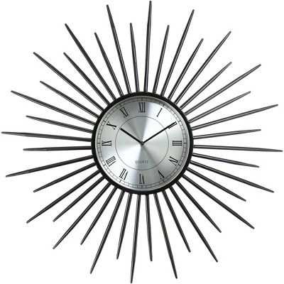 River Parks Studio Castallia Black 28" Round Metal Sunburst Wall Clock