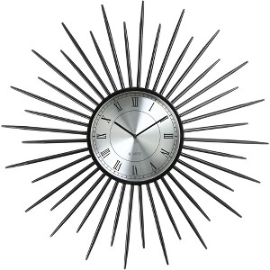 Dahlia Studios Castallia Black 28" Round Metal Sunburst Wall Clock - 1 of 4