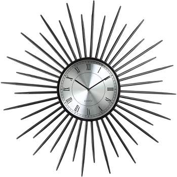 Dahlia Studios Castallia Black 28" Round Metal Sunburst Wall Clock
