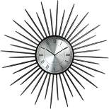 River Parks Studio Castallia Black 28" Round Metal Sunburst Wall Clock
