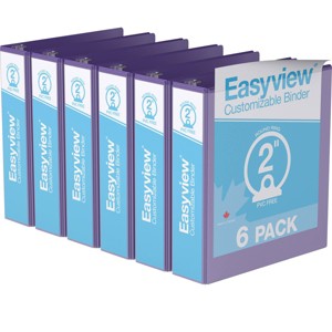 2" Premium Round Ring Binder 6pk Customizable View Purple - Easyview: Hard Cover, 400 Sheet Capacity, 2 Pockets - 1 of 2