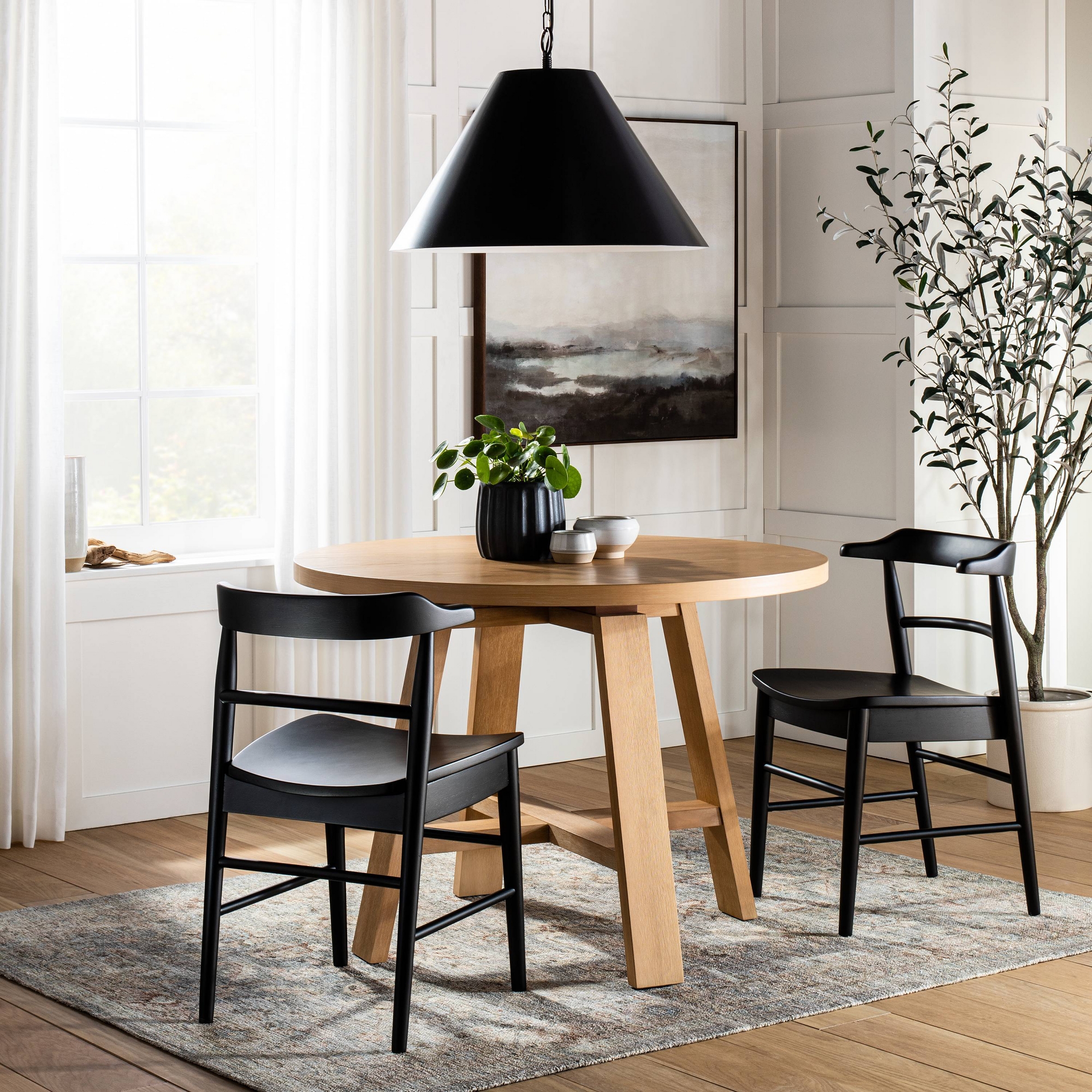 2pk Kaysville Curved Back Wood Dining Chair Black - Threshold™ designed with Studio McGee: Rubberwood Frame, Non-Upholstered, 250lb Capacity