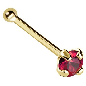 Jewelry Avalanche 22G 14K Gold Ball-end Nose Stud with Ruby Gemstone - 1 of 2