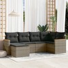 vidaXL 6 Piece Patio Sofa Set with Cushions - Gray Poly Rattan Without Table - 2 of 4