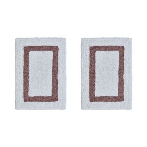 Hotel 2 PC Bath Rug 100% Premium Cotton Tufted Weave Two Tone Reversible Bathroom Rug, Super Soft Absorbent, Machine Washable Bath Mat - 1 of 4