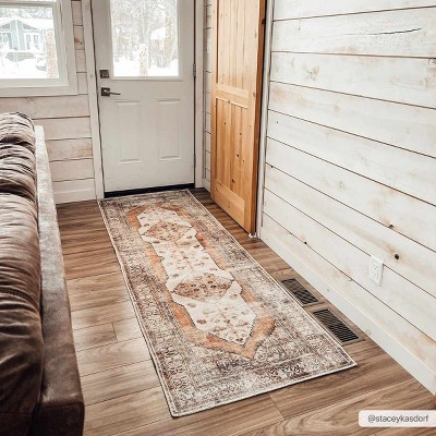 Arncliffe Tan and Light Gray Washable Polyester Runner Rug