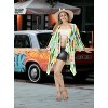 HAPPY BAY Women's Open Front Summer Beach Bikini Cardigan Swimsuit Swimwear Coverups Beachwear Mini Bathing Suit Duster L-XL Multicolored, Leaf - 3 of 4