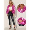 Allegra K Women's Casual Holographic Hooded Long Sleeve Zipper Metallic Jacket - 2 of 4