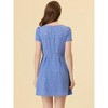 Allegra K Women's Printed Summer Casual Square Neck Short Sleeve Fit and Flare Dress - 4 of 4