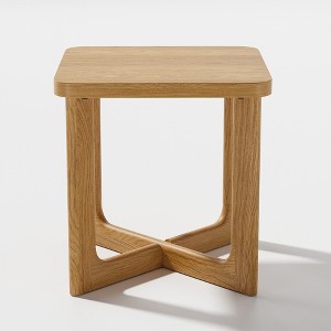 Wooakway Wood Coffee Table Teapoy End Table Side Table with Cross Legs for Livingroom - 1 of 4