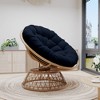 Bigget Steel Swivel Wicker Outdoor Patio Papasan Lounge Egg Chair, Navy - 2 of 4