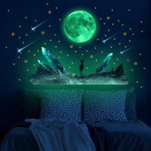 Pvc Moon Meteor Luminous Star Wall Stickers Wall Decals Bedroom Living Room Luminous Self-adhesive Decorative Stickers For Kids Girls Boys - 1 of 4