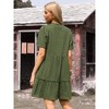 INSPIRE CHIC Women's Split V Neck Summer Eyelet Short Sleeve Hollow Out Ruffle A-Line Mini Dresses - 3 of 4