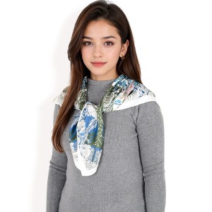 Anna-Kaci Women's Floral Paisley Satin Silk Scarf with Vibrant Prints and Elegant Square Design - 1 of 4