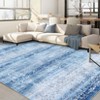 8'x10' Washable Chenille Floral Print Bedroom Living Room Rugs, Non Slip Stain Resistant Large Dining Room Rugs, Retro Accent Home Decor Carpet, Blue - 3 of 4