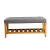 Acme Furniture Charla Bench Gray Fabric/Oak Finish - 4 of 4