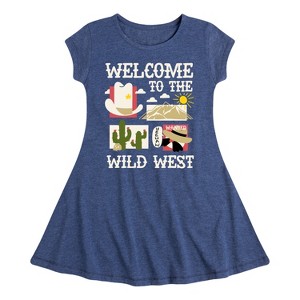 Girls' - Instant Message - Welcome To The Wild West Fit & Flair Cap Sleeve Graphic Dress - 1 of 4