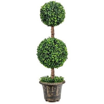 Costway 36'' Artificial Topiary Double Ball Tree Indoor Outdoor UV Resistant