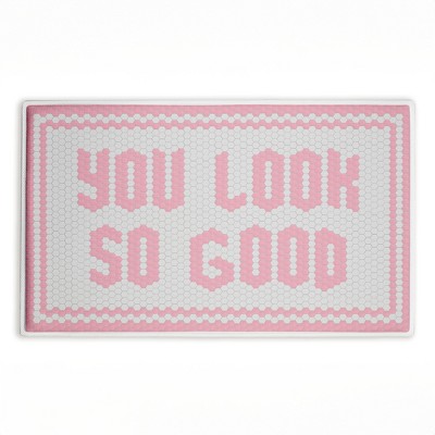 Stupell Industries Baby Pink You Look So Good Printed Plush Bathroom Floor Mat, design by Lettered and Lined